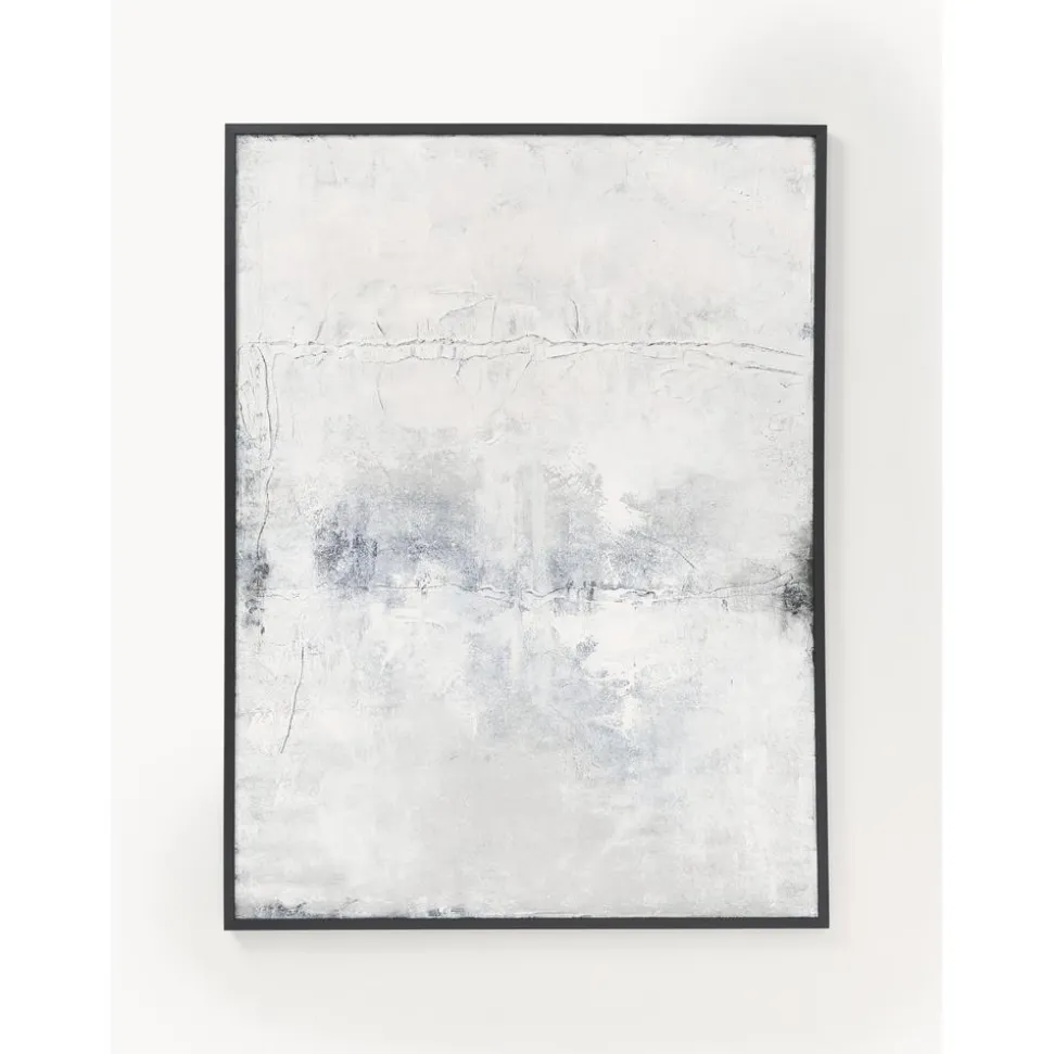 Cuadro En Lienzo Pintado A Mano Simple Living, Marco De Madera