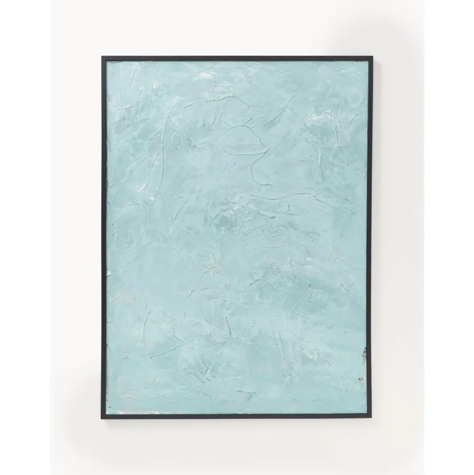 Cuadro En Lienzo Pintado A Mano Simple Living, Marco De Madera