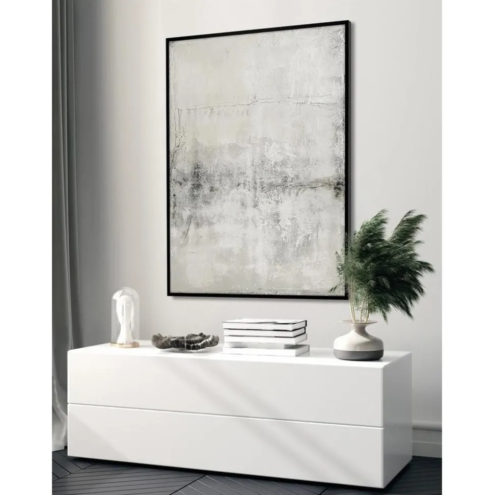 Cuadro En Lienzo Pintado A Mano Simple Living, Marco De Madera