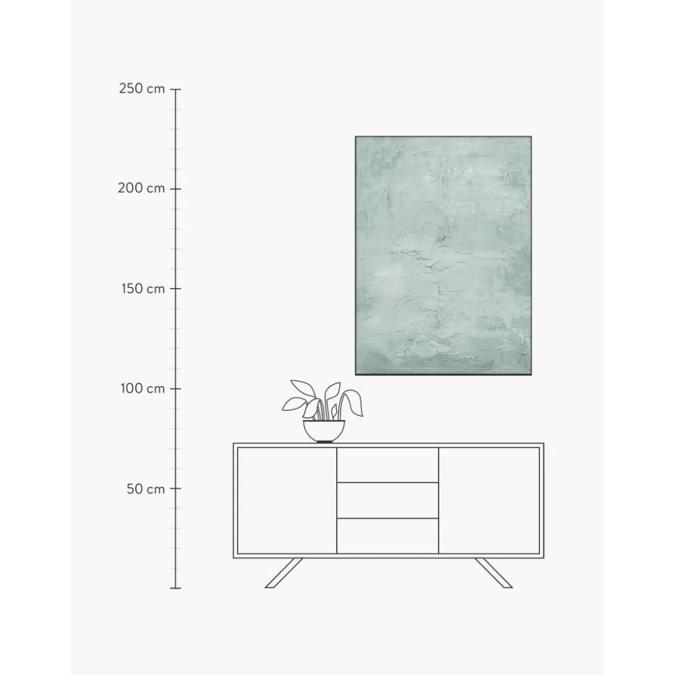 Cuadro En Lienzo Pintado A Mano Simple Living, Marco De Madera