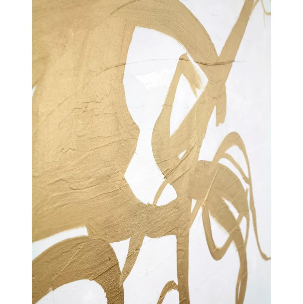 Cuadro En Lienzo Pintado A Mano Goldplay, Marco De Madera