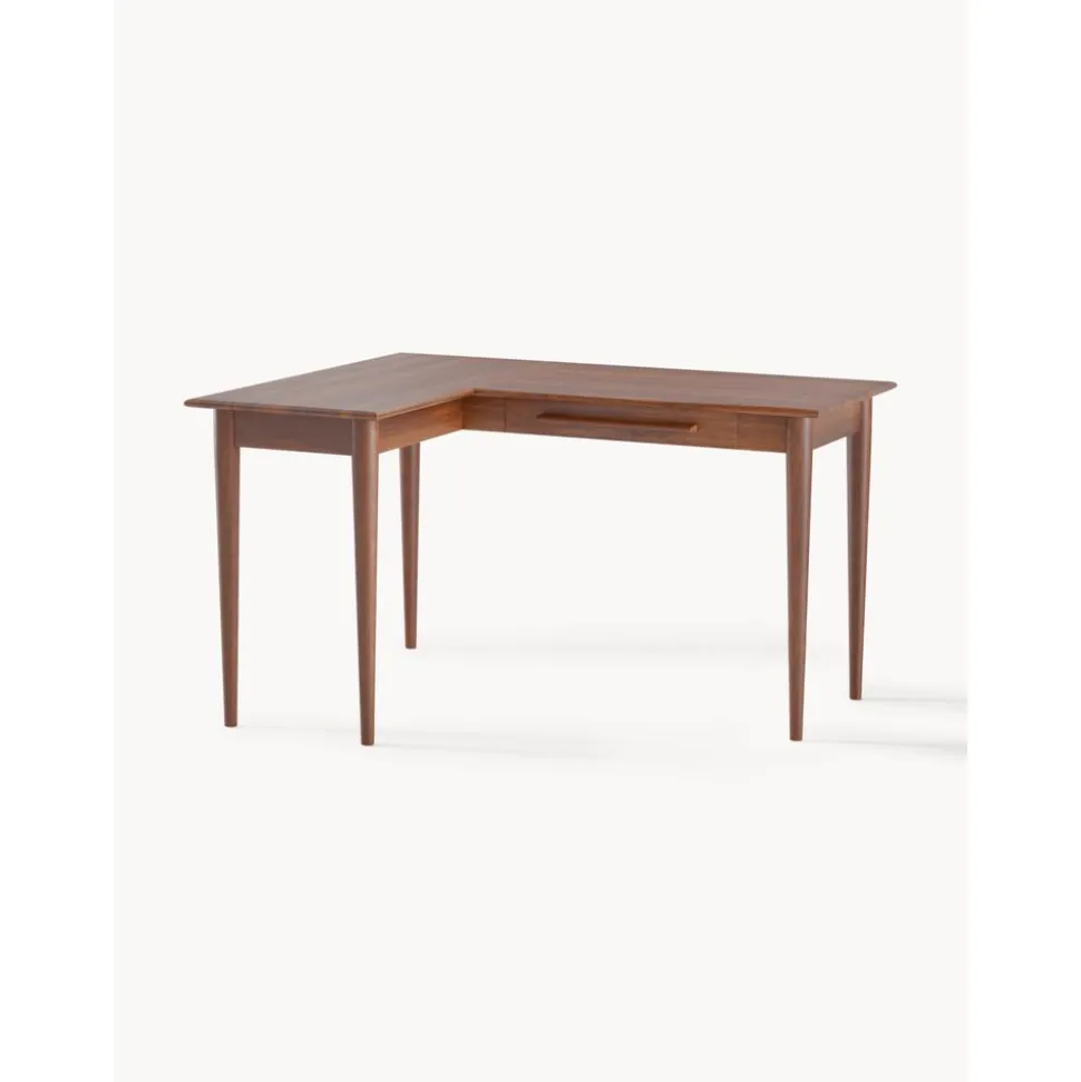 Escritorio Esquinero De Madera De Mango Con Cajones Paul