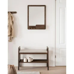 Espejo De Pared Con Estantes De Roble Inverness