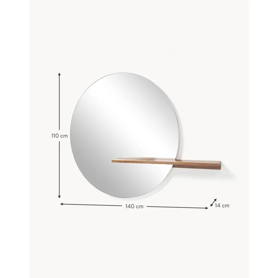 Espejo De Pared Grande Con Estante De Madera Sandro