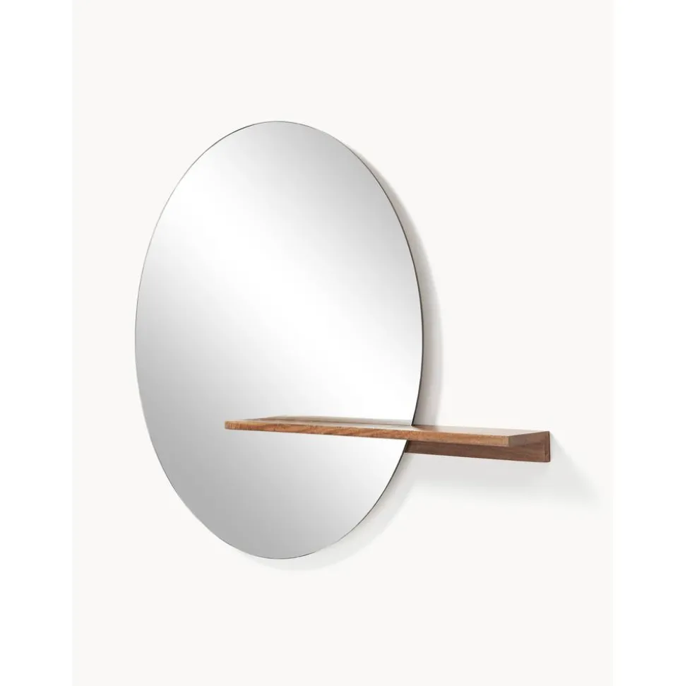 Espejo De Pared Grande Con Estante De Madera Sandro