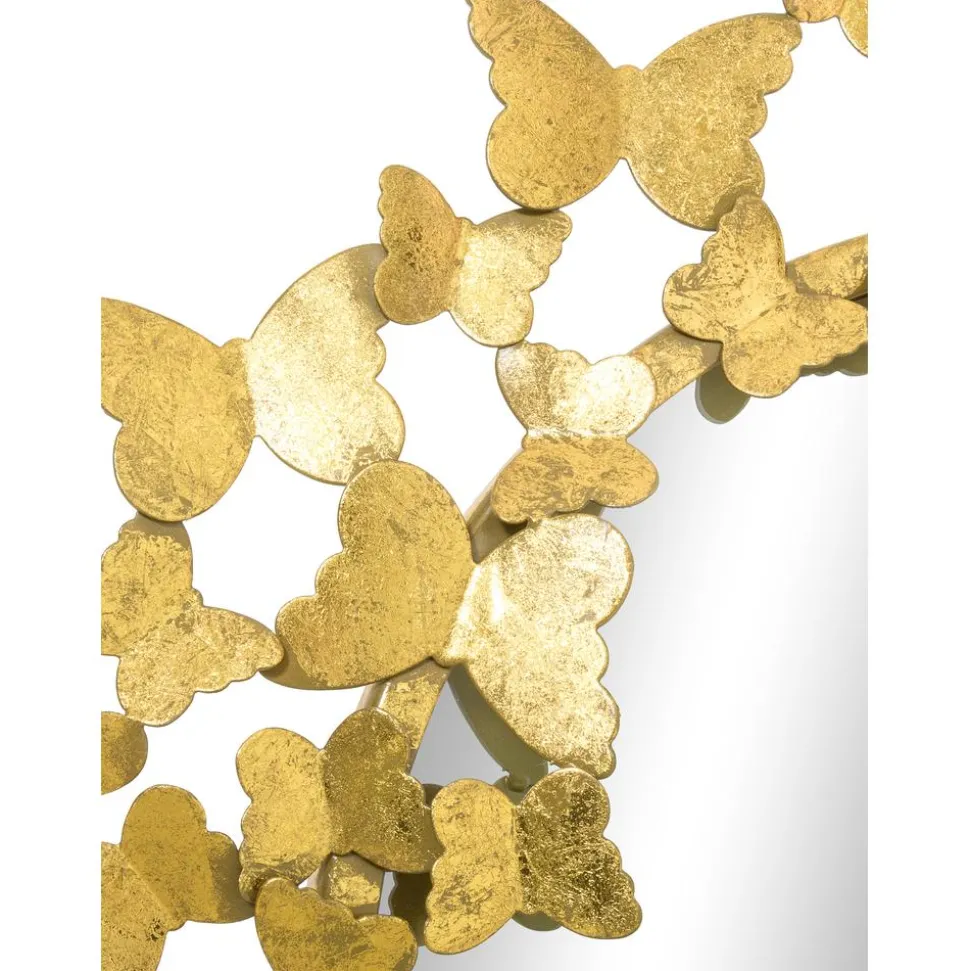 Espejo De Pared Redondo De Metal Butterfly, Estilo Vintage
