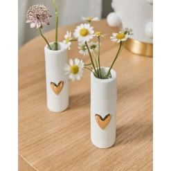 Jarrones Pequenos De Porcelana Heart, 2 Uds.