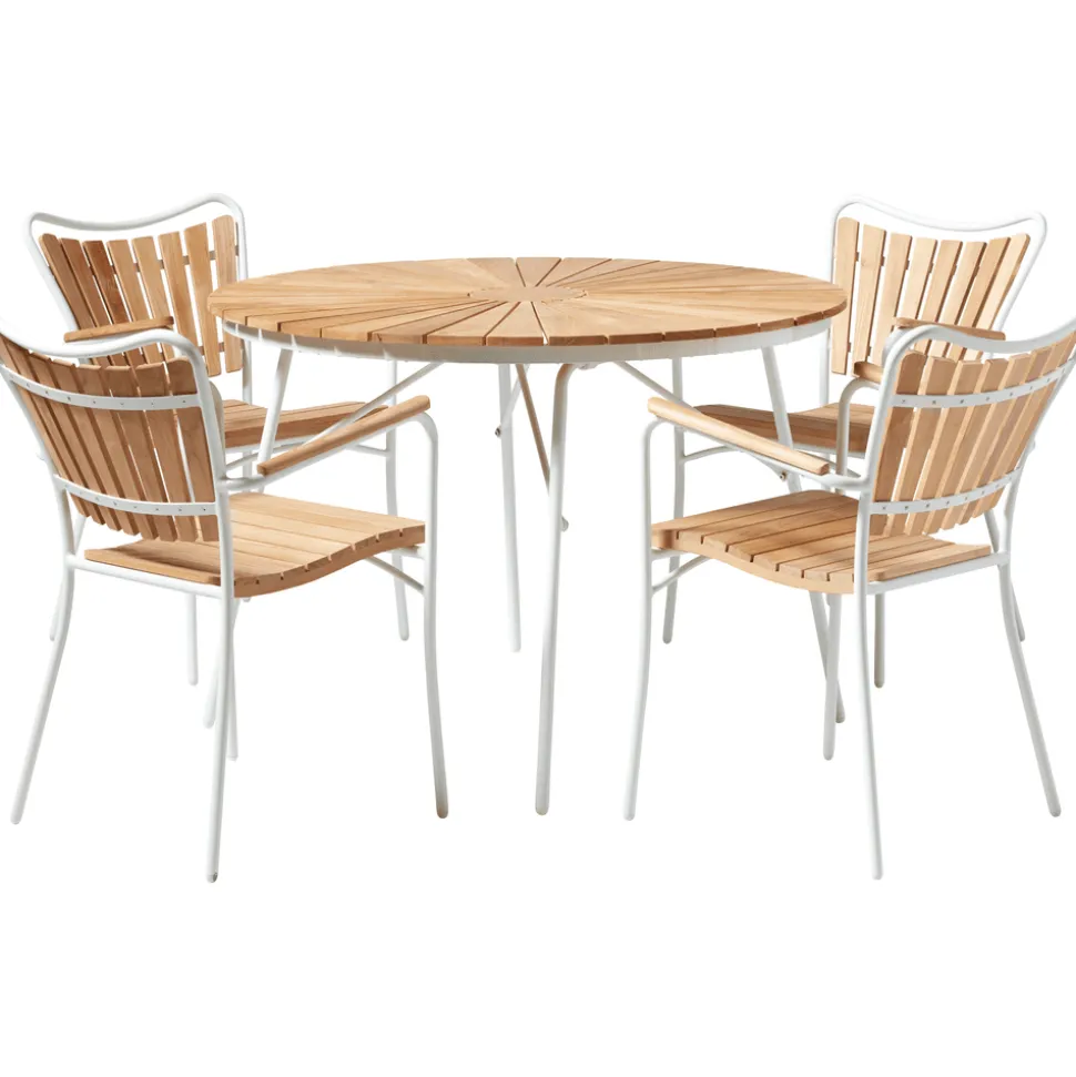 Mesa Redonda Para Exterior De Madera De Teca Hard & Ellen, Tamanos Diferentes