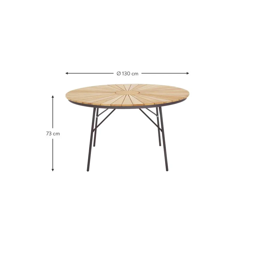 Mesa Redonda Para Exterior De Madera De Teca Hard & Ellen, Tamanos Diferentes
