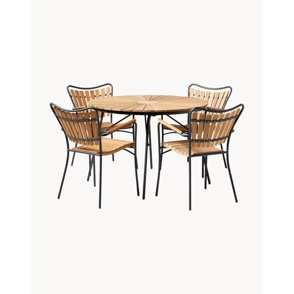 Set De Comedor Para Exterior De Madera Teca Ellen, 5 Pzas.