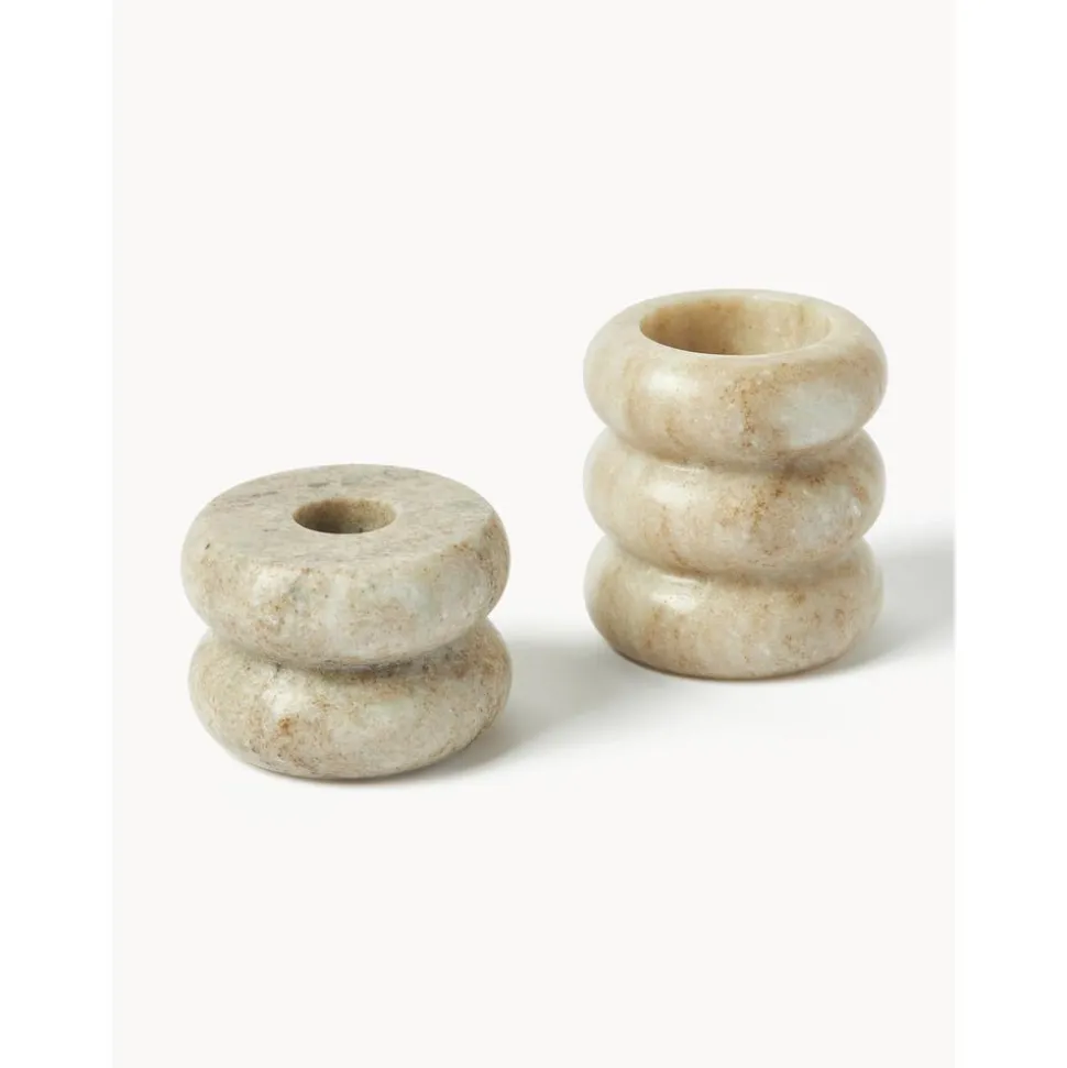 Set De Portavelas Y Candelabros 2En1 De Marmol Orta, 2 Uds.