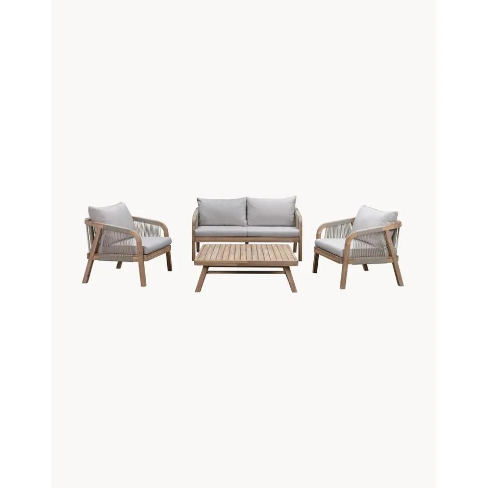 Set Lounge Para Exterior De Madera De Acacia Lu, 4 Pzas.