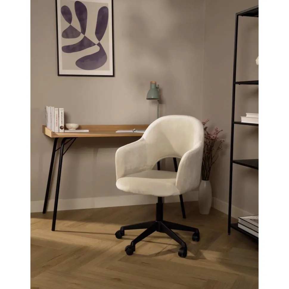 Silla De Oficina Con Reposabrazos De Terciopelo Rachel, Altura Regulable
