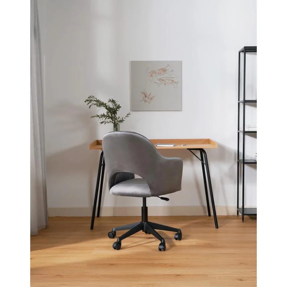 Silla De Oficina Con Reposabrazos De Terciopelo Rachel, Altura Regulable