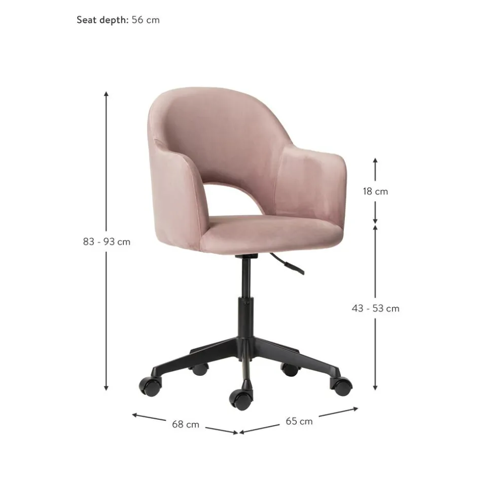 Silla De Oficina Con Reposabrazos De Terciopelo Rachel, Altura Regulable